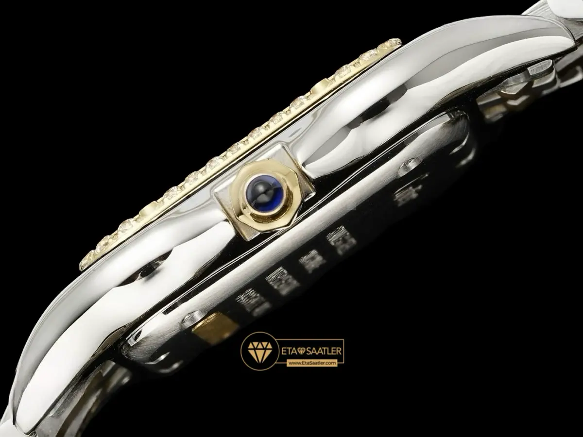 cartier-panthere-27mm-mid-size steel-gold-diamond-white-dial-super-clone-eta-03