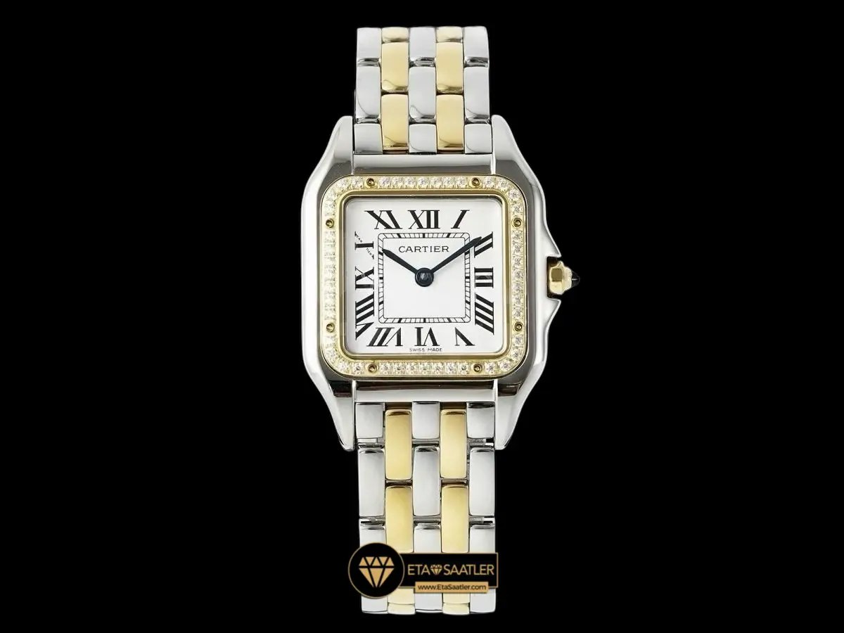 Cartier Panthere 27 mm Gold and Steel Diamond Quartz Super Clone ETA
