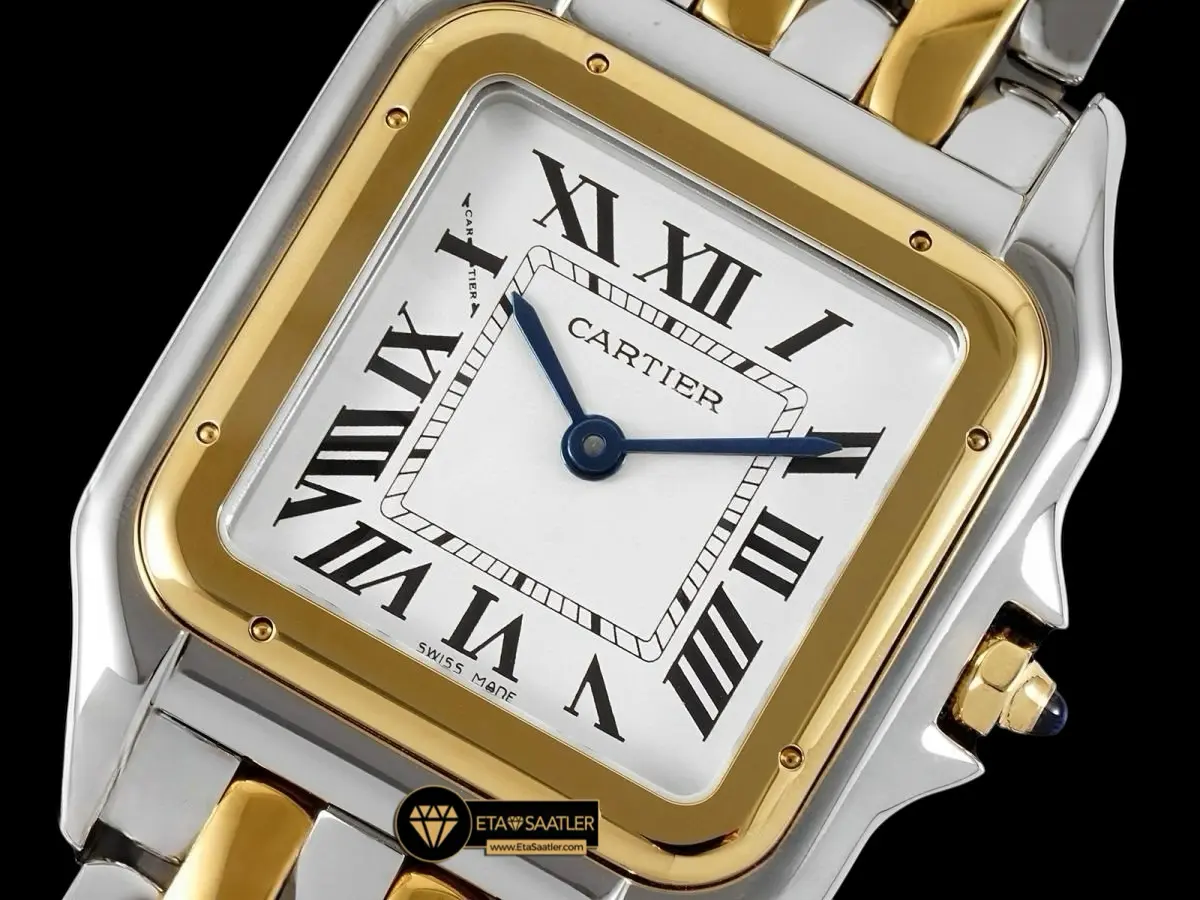 cartier-panthere-27mm-mid-size steel-gold-white-dial-elde-super-clone-eta-030