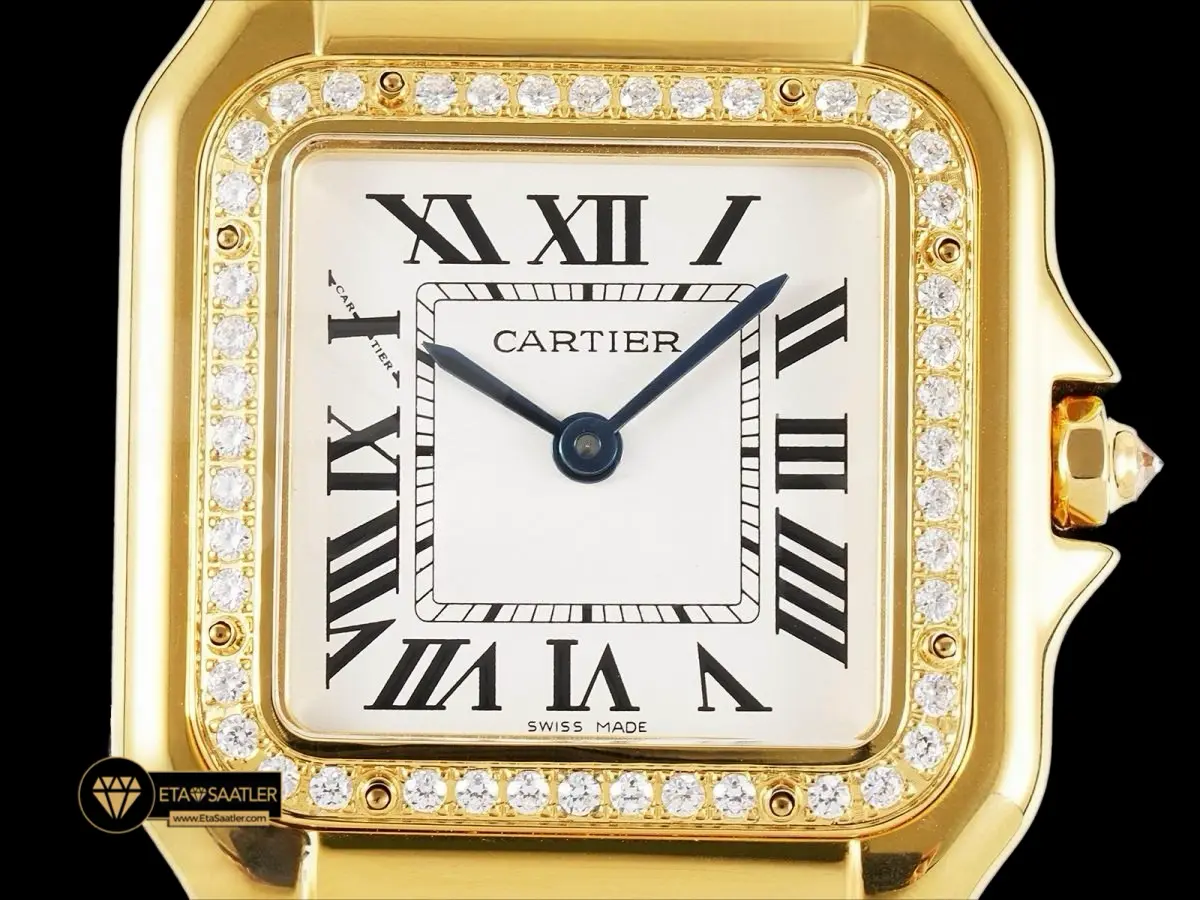 cartier-panthere-27mm-mid-size yellow-gold-diamond-white-dial-super-clone-eta-103