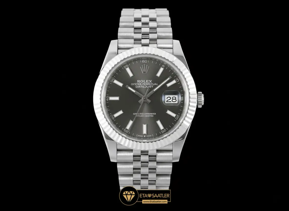 Rolex Datejust 126334 Rhodium Gri Tırtıklı Bezel Jubile Kordon 41mm Super Clone ETA