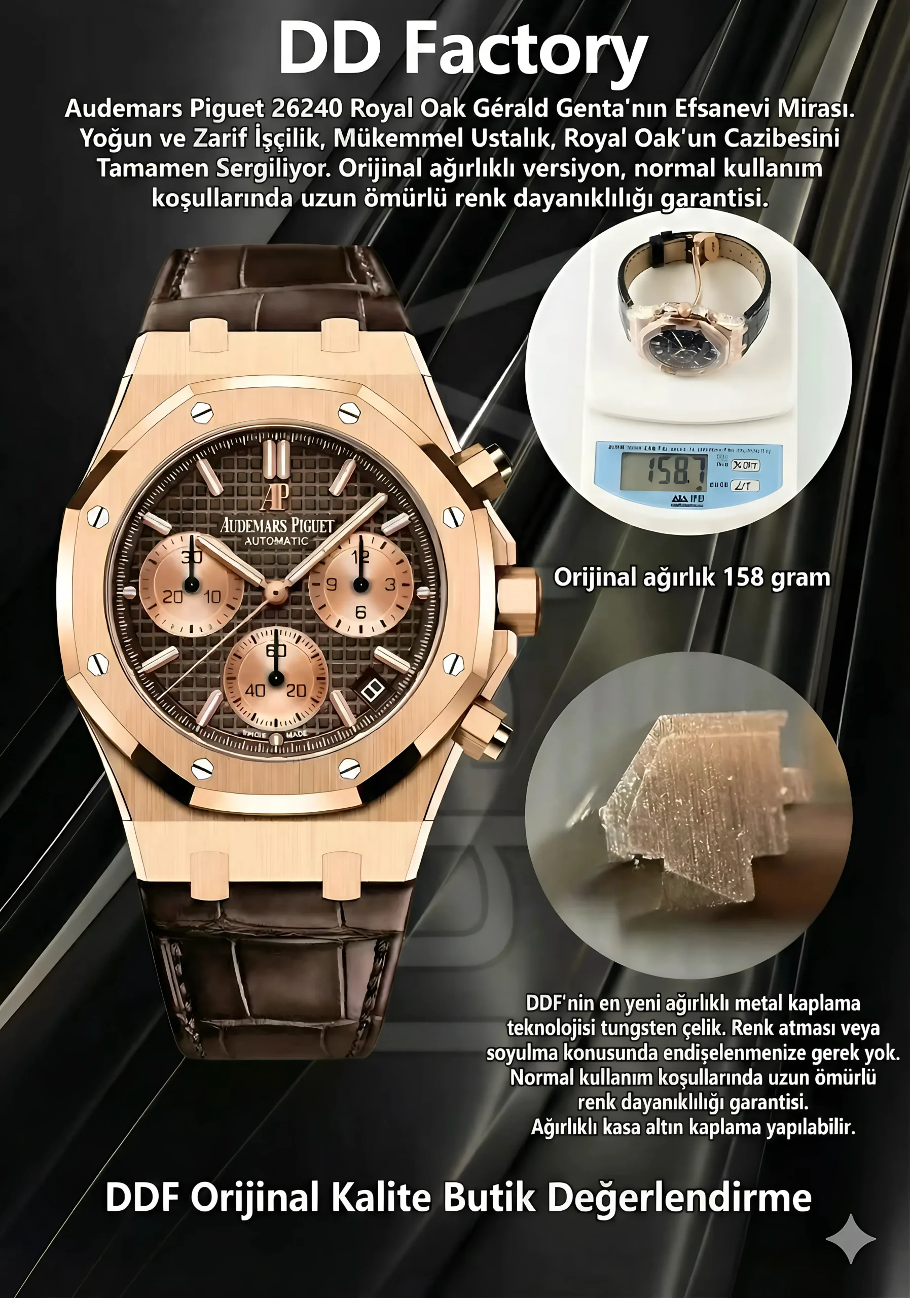 audemars-piguet-royal-oak-chronograph-26240-rose-gold-brown-dial-brown-elde-super-clone-eta-banner