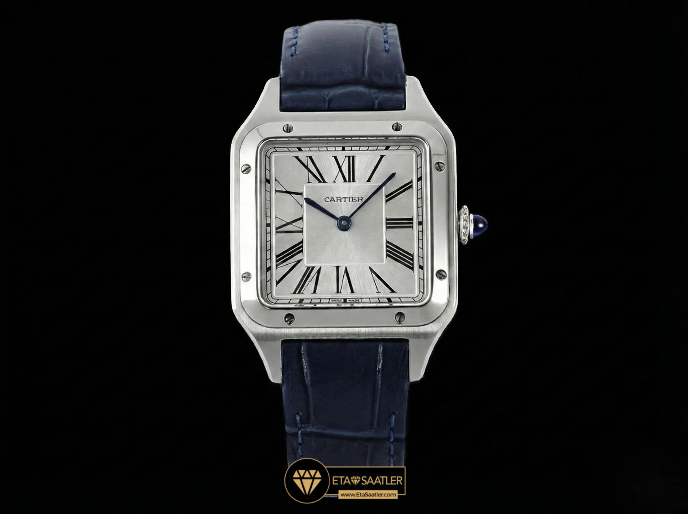 Cartier Santos Dumont Silver Dial Blue Leather 43.5mm Super Clone ETA