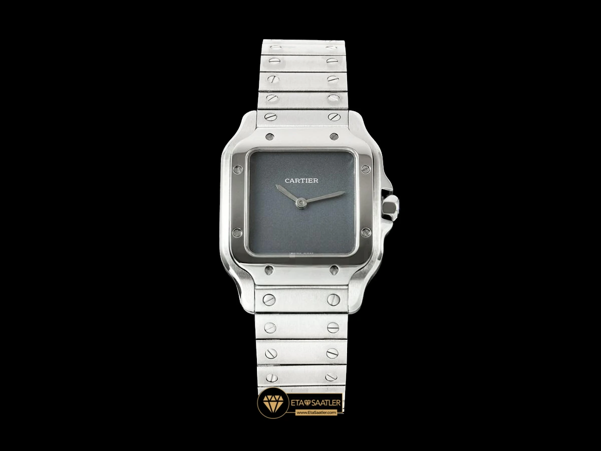 Cartier Santos Carree  Gümüş Kasa Gri Kadran Quartz Super Clone ETA