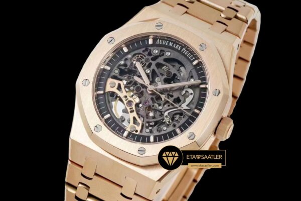 Ap0743 altin audemars piguet royal oak 15407st İskelet kadran 18k super clone eta (8) 07