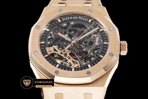 Ap0743 altin audemars piguet royal oak 15407st İskelet kadran 18k super clone eta (9) 08