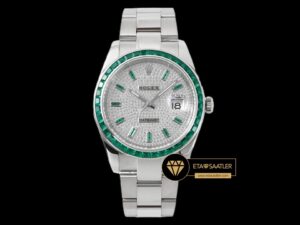 Rolex Datejust Yeşil Taşlı Bezel 41mm Taşlı Kadran Jubile 3235 Super Clone ETA