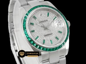 Rolex Datejust Yeşil Taşlı Bezel 41mm Taşlı Kadran Jubile 3235 Super Clone ETA