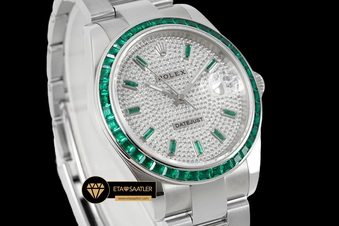 Rolex Datejust Yeşil Taşlı Bezel 41mm Taşlı Kadran Jubile 3235 Super Clone ETA