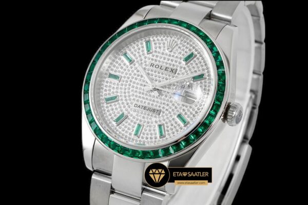 Rolex Datejust Yeşil Taşlı Bezel 41mm Taşlı Kadran Jubile 3235 Super Clone ETA