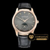 Jaeger Le Coultre Master Ultra Thin Moonphase Gri Kadran Siyah Kordon ETA