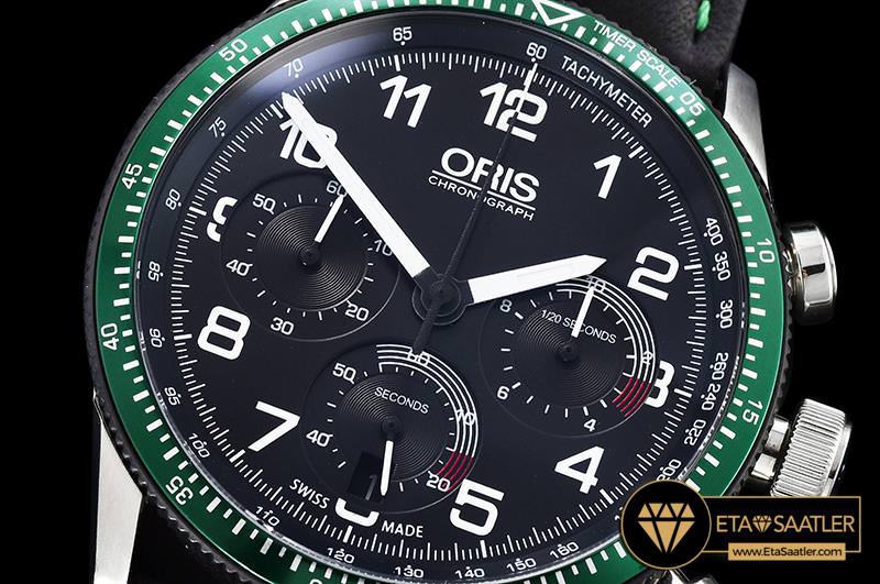 Or011 Oris Calobra Chronograph Ltd Ed Green Ssle Blk Jap Qtz 06 06