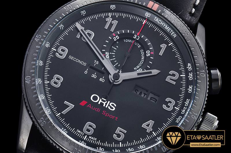 Or013 Oris Audi Sport Chronograph Pvdle Black Jap Qtz Chrono 07 07