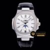 Patek Philippe Nautilus GMT MoonPhase Deri Kordon Çelik Kasa Beyaz Kadran ETA