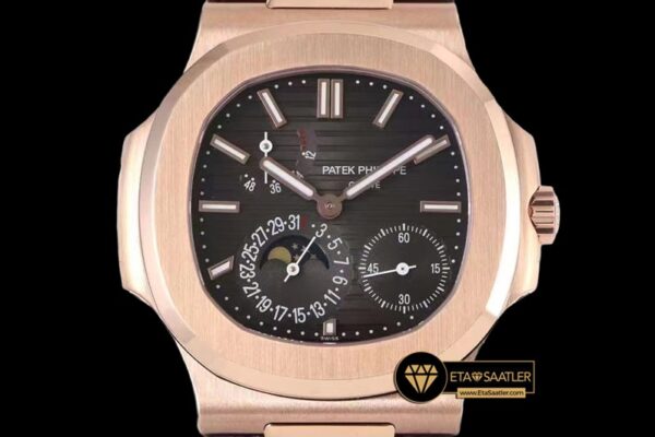 Pp0463 patek nautilus 5712 rose deri super clone eta 02 02