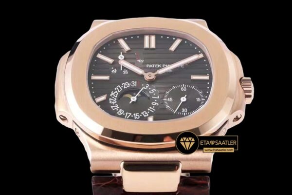 Pp0463 patek nautilus 5712 rose deri super clone eta 03 03
