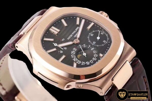 Pp0463 patek nautilus 5712 rose deri super clone eta 08 08