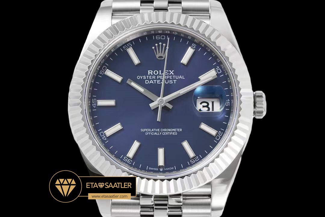 Rolex Datejust Mavi Kadran 41mm Jubile 3235 Super Clone ETA