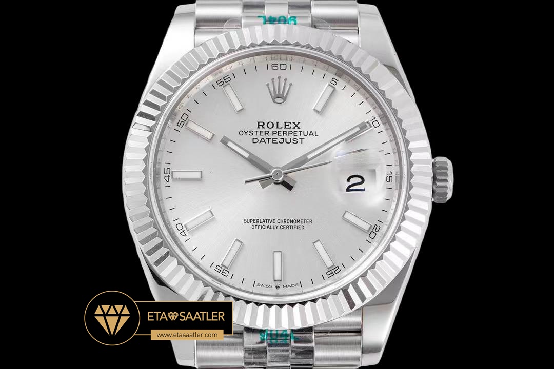 Rolex Datejust Gümüş Kadran 41mm Jubile 3235 Super Clone ETA