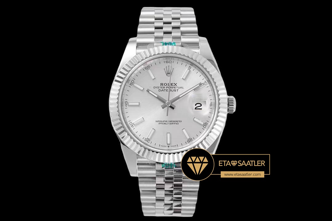 Rolex Datejust Gümüş Kadran 41mm Jubile 3235 Super Clone ETA