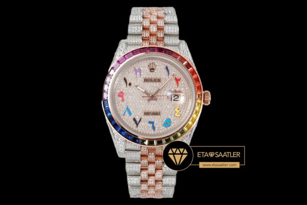 Rolex Datejust Rainbow Diamond Bezel Arabic Numeral Dial Super Clone ETA