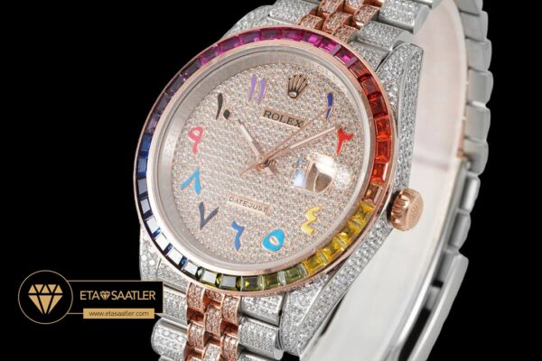 R2dj0412a rolex datejust rainbow diamond bezel arabic numeral dial super clone eta (9) 08