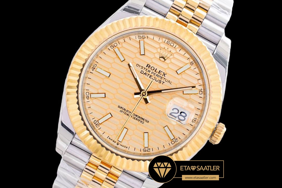 Rolex Datejust Altın Motifli Desenli 41mm Kadran Super Clone ETA