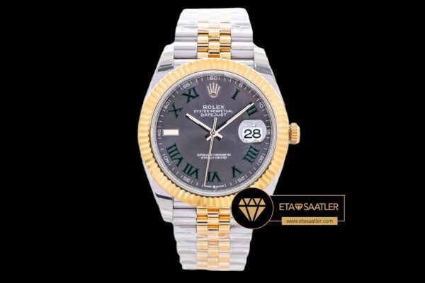 Rolex Datejust 18K Wimbledon Roma Rakamlı Gri Kadran Super Clone ETA