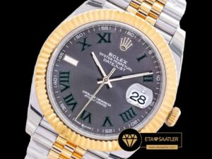 Rolex Datejust 18K Wimbledon Roma Rakamlı Gri Kadran Super Clone ETA