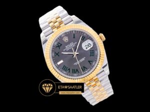 Rolex Datejust 18K Wimbledon Roma Rakamlı Gri Kadran Super Clone ETA