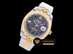 Rolex Datejust 18K Wimbledon Roma Rakamlı Gri Kadran Super Clone ETA