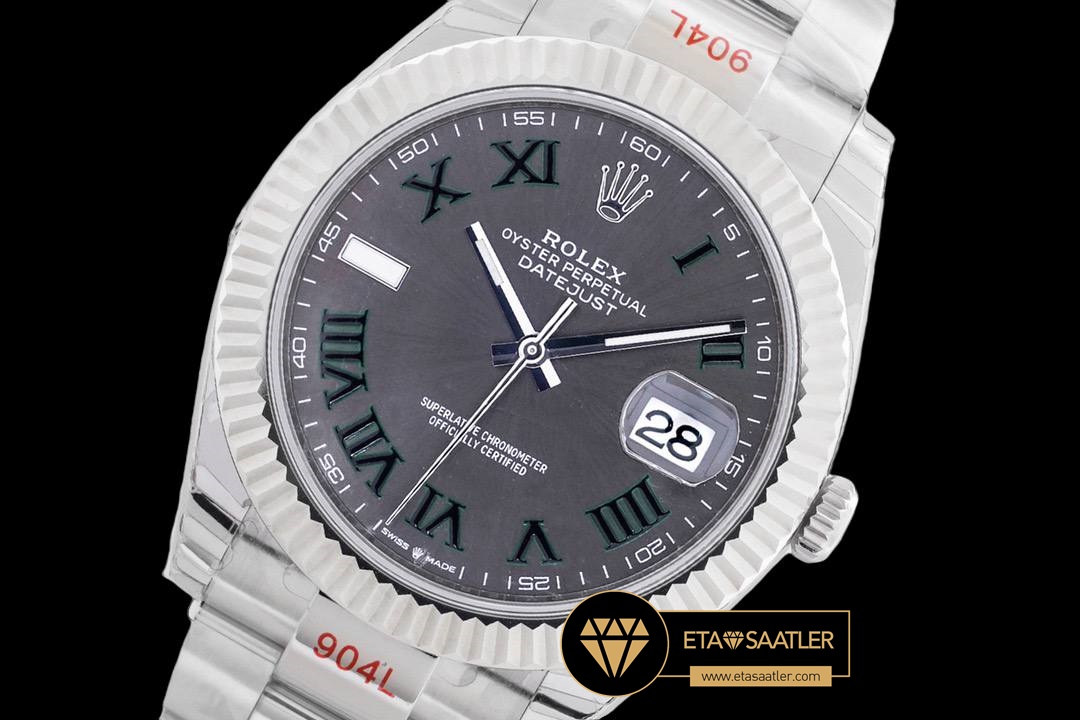 Rolex Datejust Roma Rakamlı 41mm Gri Kadran Oyster Super Clone ETA