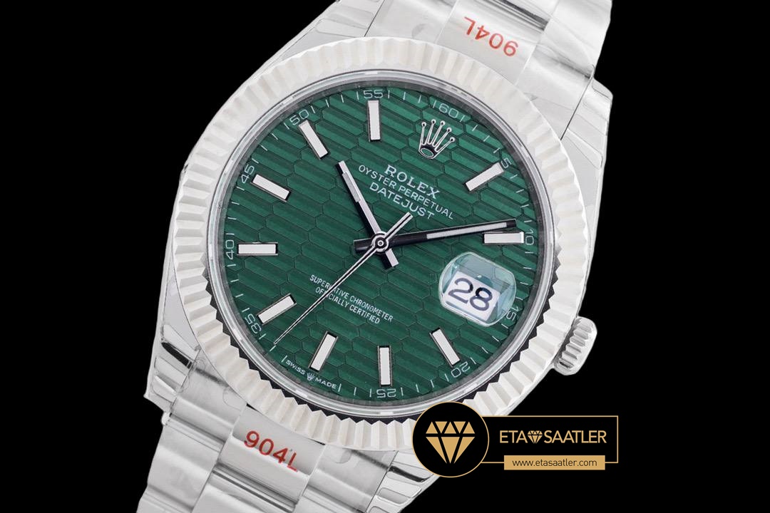 Rolex Datejust 41mm Desenli Yeşil Kadran Super Clone ETA