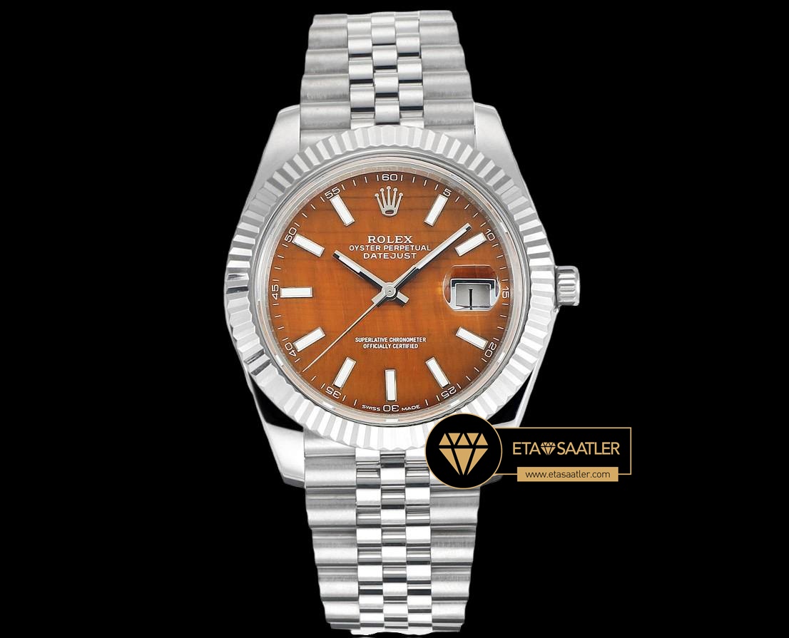 Rolex Datejust Turuncu Kadran 41mm Jubile 3235 Super Clone ETA