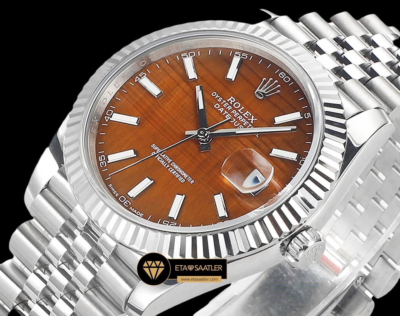 Rolex Datejust Turuncu Kadran 41mm Jubile 3235 Super Clone ETA