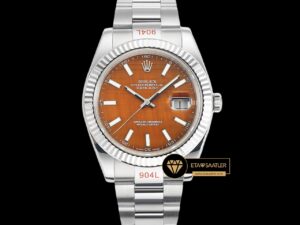 Rolex Datejust 3235 Turuncu Kadran 41mm Oyster Super Clone ETA