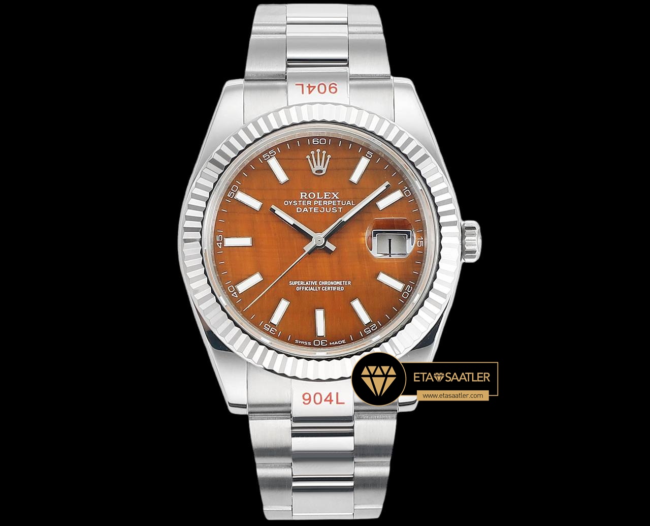 Rolex Datejust 3235 Turuncu Kadran 41mm Oyster Super Clone ETA