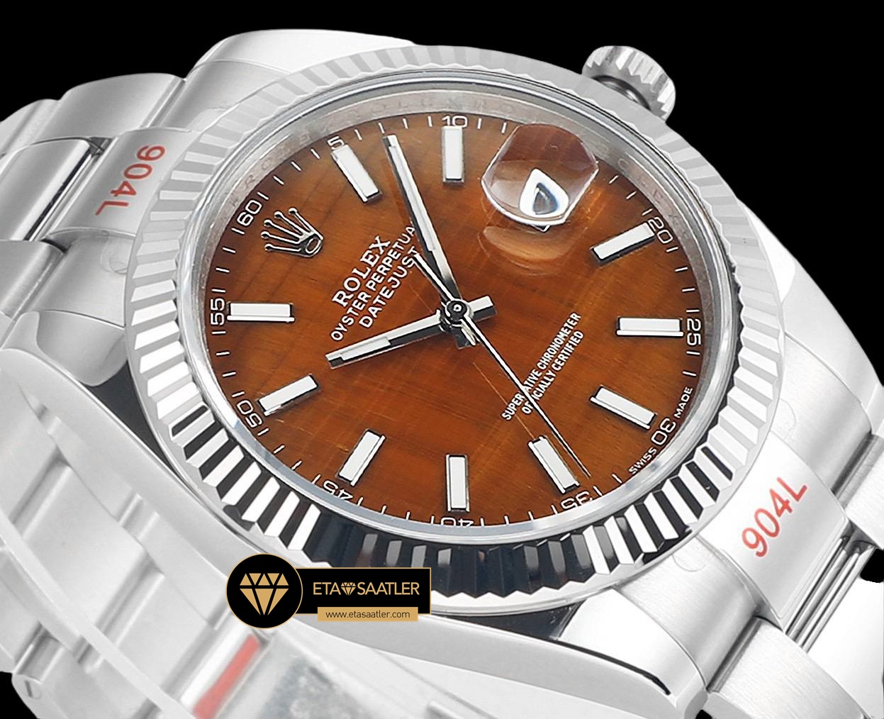 Rolex Datejust 3235 Turuncu Kadran 41mm Oyster Super Clone ETA