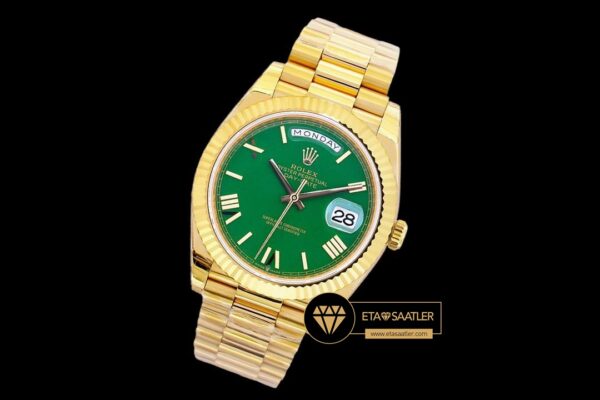 Rdd0265e rolex day date 40mm roma rakamlı yeşil kadran jubile kordon 11 super clone eta (7) 07