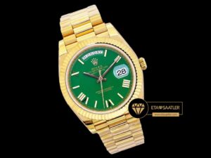 Rolex Day Date 40mm Roma Rakamlı Yeşil Kadran Jubile Kordon 11 Super Clone ETA