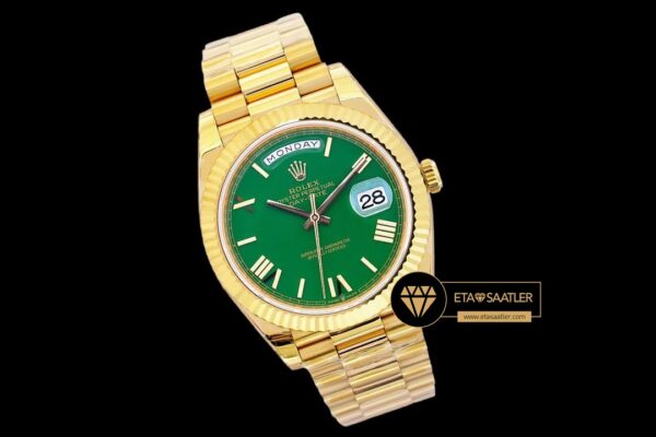 Rdd0265e rolex day date 40mm roma rakamlı yeşil kadran jubile kordon 11 super clone eta (9) 09