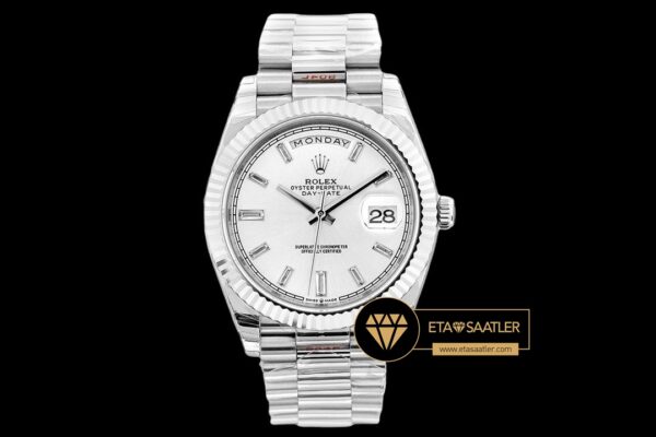 Rolex Day Date Taşlı Gümüş Kadran 40mm Super Clone ETA