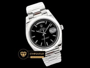 Rolex Day Date Çubuk İşaretli Siyah Kadran 40mm Super Clone ETA