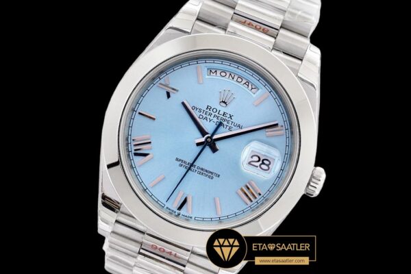 Rdd0266h rolex day date roma rakamlı buz mavisi kadran 40mm super clone eta (8) 06