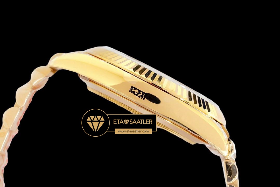 Rolex Day Date 40mm Gold İndexli Kadran Yeni Stil Rolesor Deployant Kordon Super Clone ETA