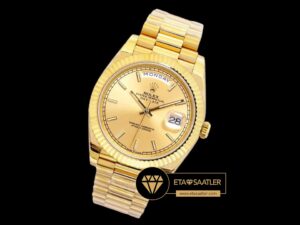 Rolex Day Date 40mm Gold İndexli Kadran Yeni Stil Rolesor Deployant Kordon Super Clone ETA