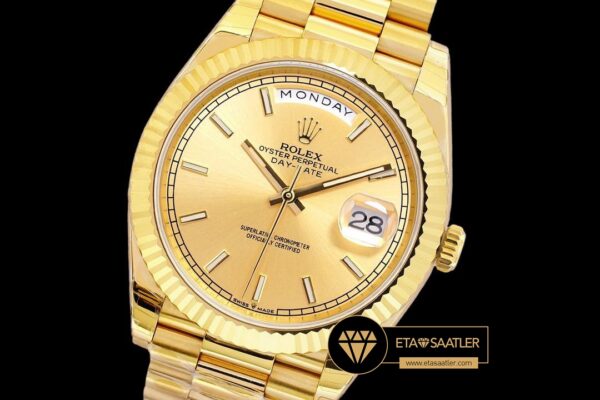 Rdd0267h rolex day date 40mm gold İndexli kadran yeni stil rolesor deployant kordon super clone eta (9) 09