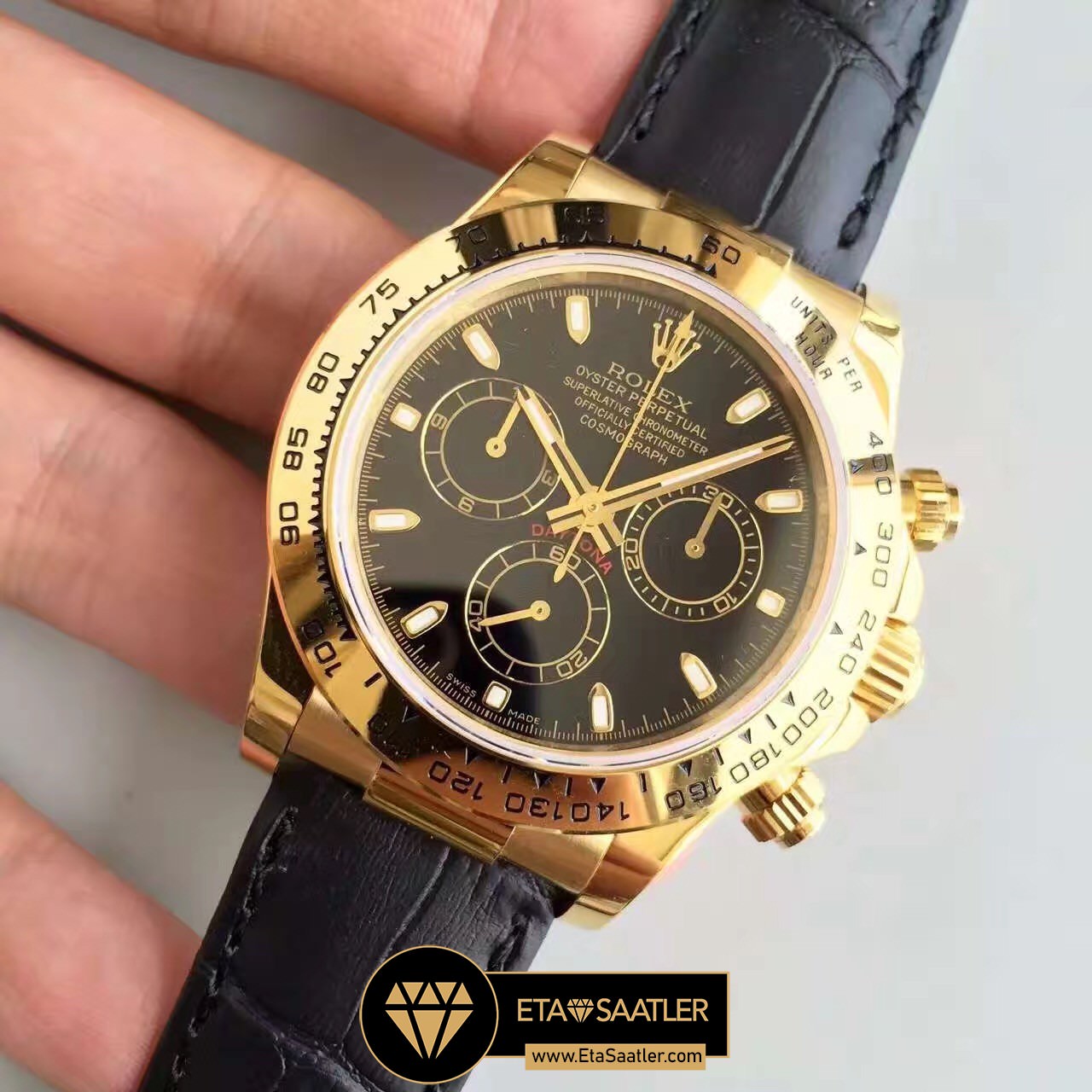 Rolex Cosmograph Daytona 116500 Siyah Kadran 18K 1 1 Super Clone ETA