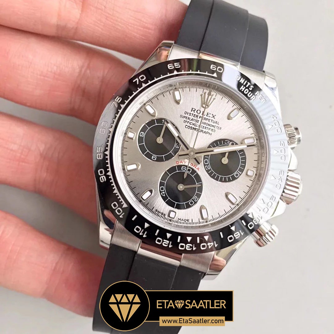 Rolex Cosmograph Daytona 116519LN Gri Kadran Kaucuk Kordon 1 1 Super Clone ETA