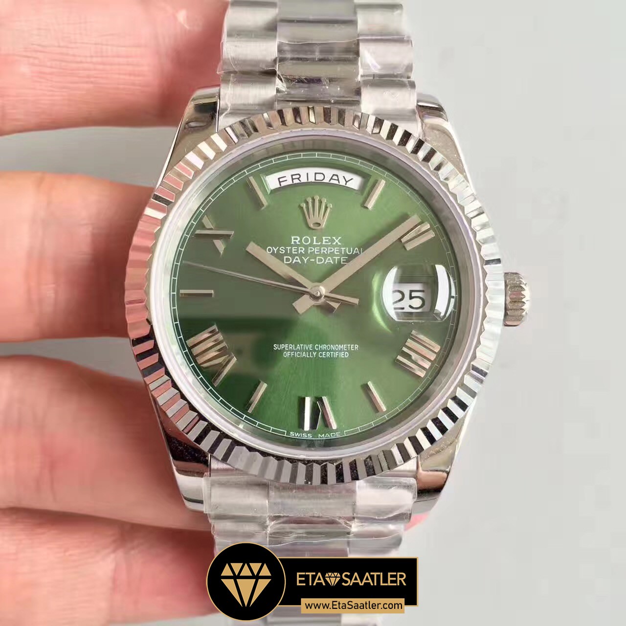 Rolex Day Date 228239 Ye il Kadran 1 1 Super Clone ETA